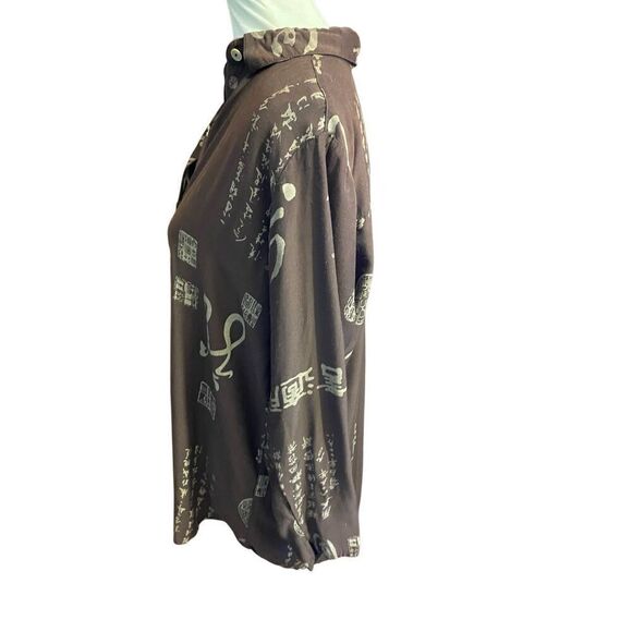 Soft Surroundings Vintage 90’s Brown Asian Print Long Sleeve Button Front Tunic - Picture 5 of 15